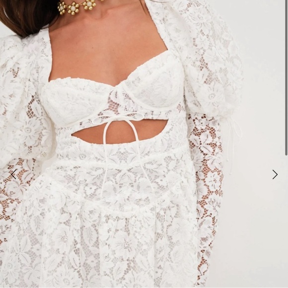 For love & lemons NWT XS France’s puff sleeve white lace dress - Picture 7 of 7